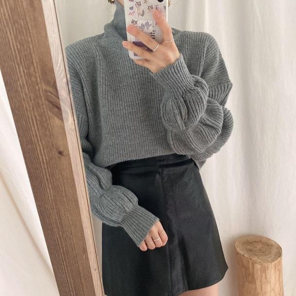 バブルスリーブショートニット 4115-画像9-韓国ファッション通販POPREA［ポップリア］