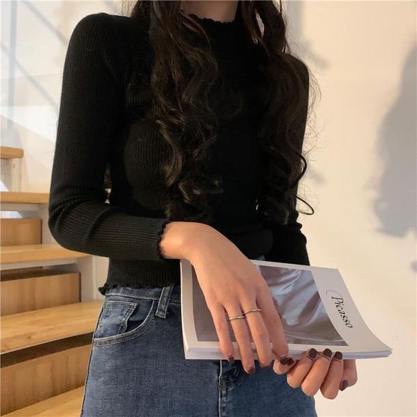 ハーフハイカラーメロウリブトップス 4259-画像9-韓国ファッション通販POPREA［ポップリア］