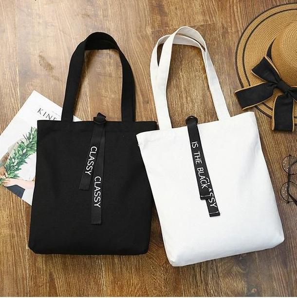 レタリングキャンバスバッグ 3181-画像1-韓国ファッション通販POPREA［ポップリア］
