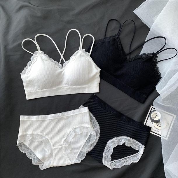 レースバックチューブトップブラセット 3492-画像1-韓国ファッション通販POPREA［ポップリア］