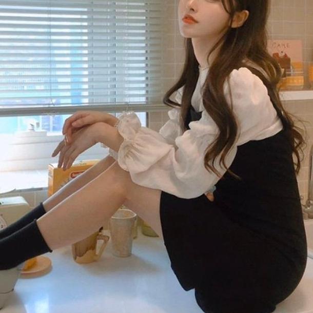 マーメイドジャンスカ＆レースブラウス 3334-画像1-韓国ファッション通販POPREA［ポップリア］