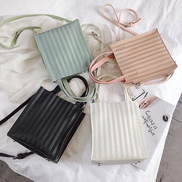 ストライプシースルークリアバッグ 3429-画像1-韓国ファッション通販POPREA［ポップリア］