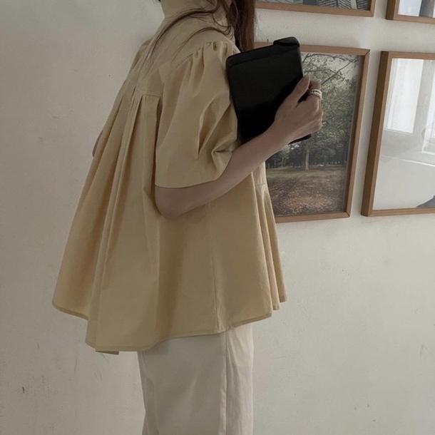 バックプリーツパフスリーブシャツ 4532-画像1-韓国ファッション通販POPREA［ポップリア］