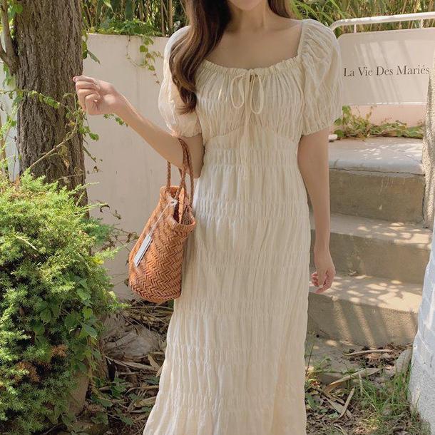 プリーツロングワンピース 4649-画像1-韓国ファッション通販POPREA［ポップリア］