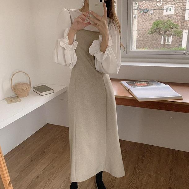 トランペットスリーブシャツ＆ワンピ 4090-画像1-韓国ファッション通販POPREA［ポップリア］