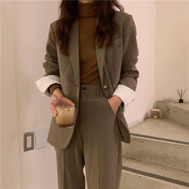 レトロスーツセットアップ 2804-glay/S_お取り寄せ28041-画像2-韓国ファッション通販POPREA［ポップリア］