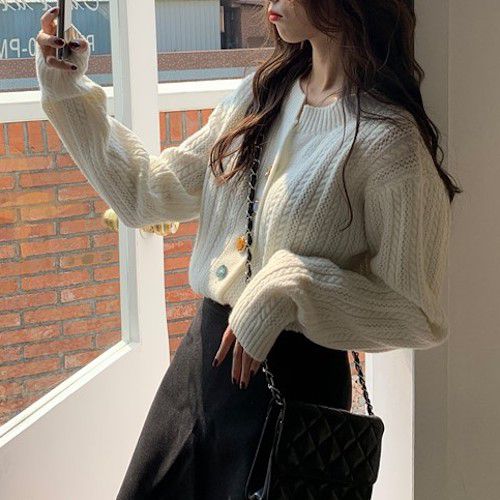 カラフルボタンニットカーディガン 2636-画像4-韓国ファッション通販POPREA［ポップリア］