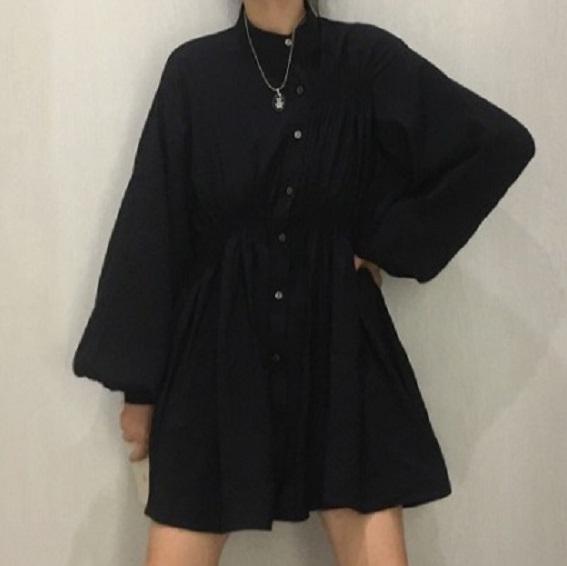 シャーリング シャツワンピ 2819-画像8-韓国ファッション通販POPREA［ポップリア］